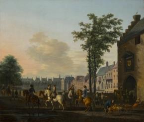 11b-Gerrit-Berckheyde_Een-jachtstoet-bij-de-Hofvijver-in-Den-Haag_c.1690_Mauritshuis_Den_Haag