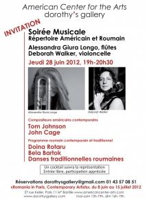 Concert - œuvres de Tom Johnson, John Cage, Doina Rotaru et Bela Bartok - American Center for the Arts