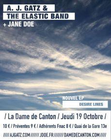 The A.J. Gatz Project Jane Doe 1ere partie en concert a la Dame de Canton - pop rock alternatif