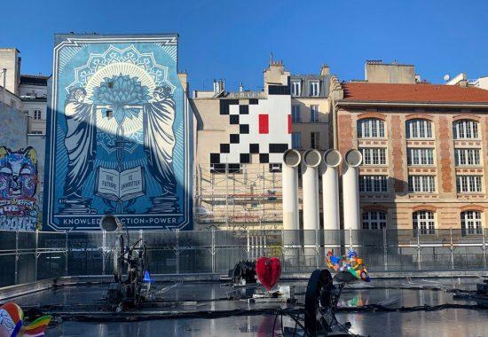Le plus grand Invader inauguré place Stravinsky à Paris