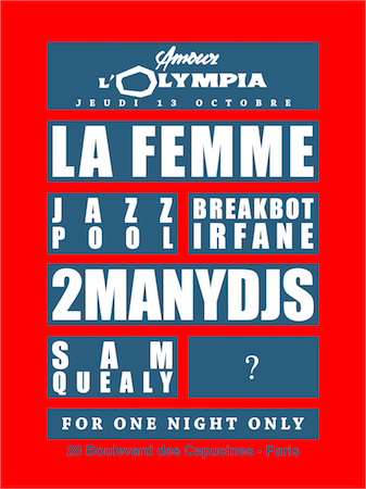 Le Bal Amour s’installe à L’Olympia, pour une nuit seulement, le 13 octobre !
