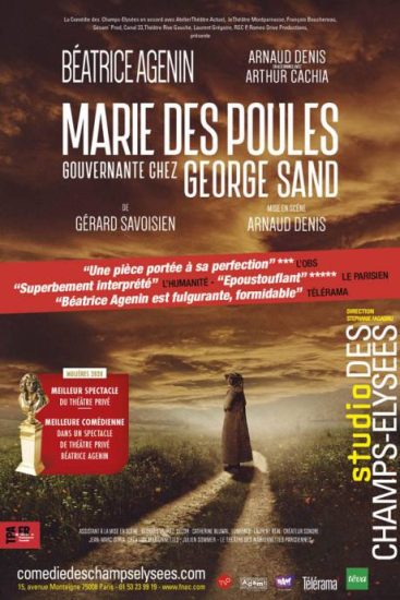 Béatrice Agenin, Arthur Cachia et Arnaud Denis dans “Marie des Poules” à la Comédie des Champs-Élysées