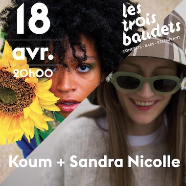Koum et Sandra Nicolle en concert aux Trois Baudets le 18 avril