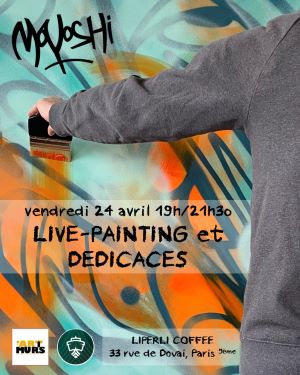 Soirée live-painting en présence de Moyoshi dans le cadre de son exposition au Liperli Coffee